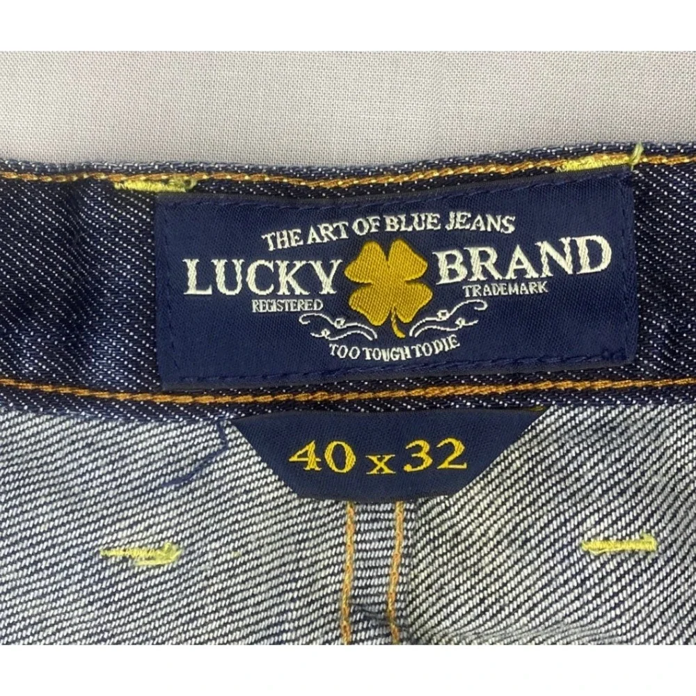 Lucky Brand Straight Leg Jeans Mens 40x32 Blue Dark Wash Stretch